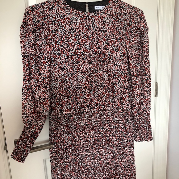 NWT Rebecca Minkoff Tabby Dress Printed Puff Sleeve Smocked Floral Summer Sz L - Picture 8 of 14
